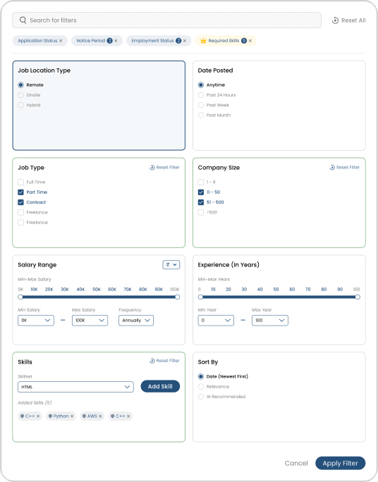 Applicant Filters